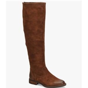 BORN Brown Borman Leather Knee High Boots Women Size 6.5M Side Zip Rustic